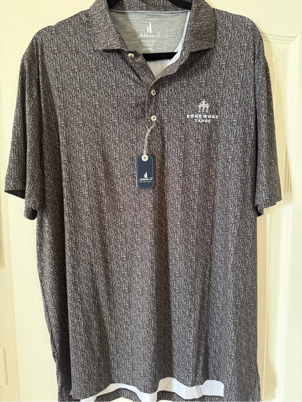 johnnie-O Men's Gray Patterned Polo NWT